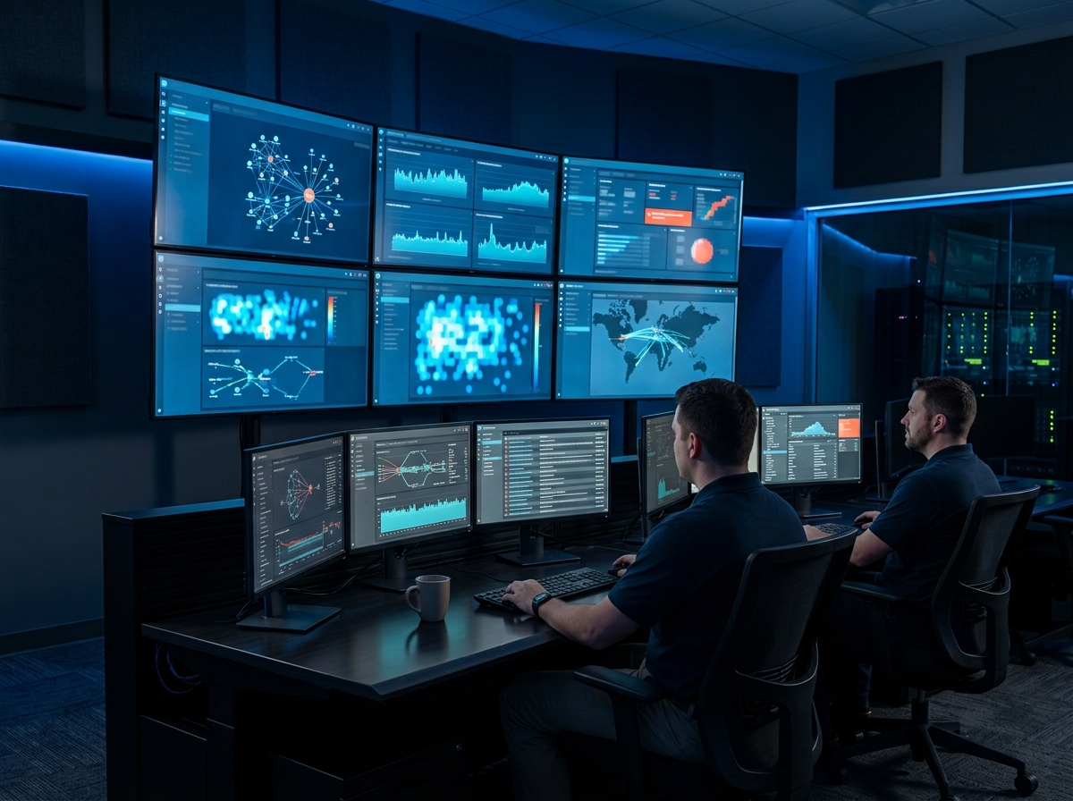 Centre de supervision de la sécurité, écrans de surveillance